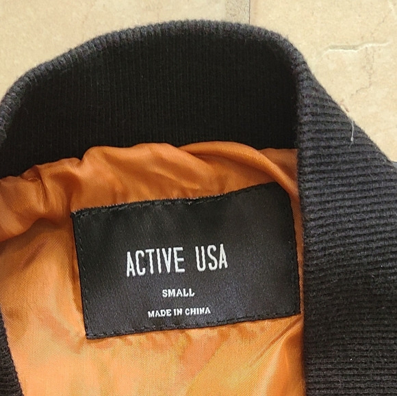 Active USA Bomber Jacket, Black, Small - Picture 3 of 7